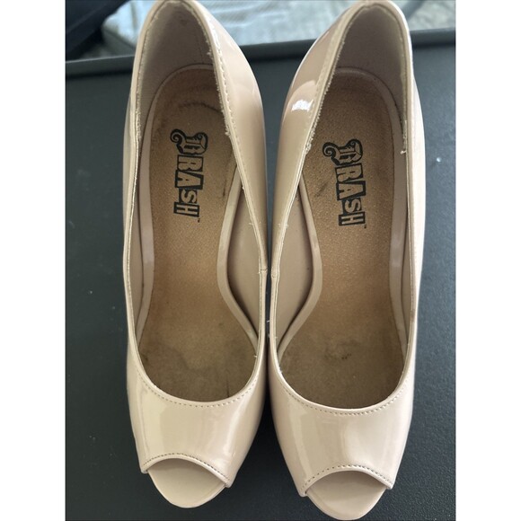 Brash Womens Tan Leather Round Toe Slip On Platform Stiletto Pump Heels Size 5 - Picture 1 of 5